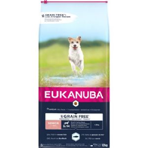 12 kg Eukanuba Senior für kleine bis mittelgroße Rassen mit Fisch ab 7 Jahren für Hunde bis zu 25 kg - getreidefrei