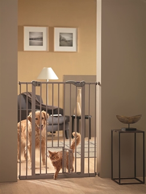 Hundegitter mit Katzenklappe 75-84 cm breit. Höhe 107 cm 
