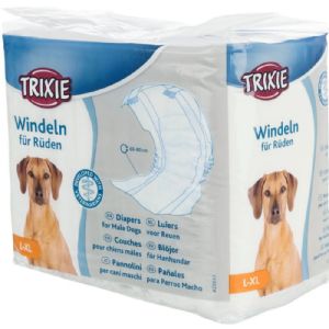 12 Stck. Trixie Windeln für männlicher Hund Large - XLarge Taillenumfang 60 - 80 cm