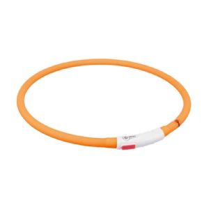 Trixie Hundeleuchtring Orange mit LED-Licht 70 cm - 10 mm - anpassbar mit USB Ladefunktion