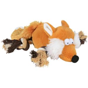 Trixie Hundespielzeug Fuchs in Plüsch mit Beinen von Seil mit Ton - 34 cm