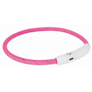 Trixie Flash Leuchtring USB für kleine Hunde 35 cm rosa